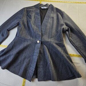Womens Trancylight Blazer Size XXL Black Notch Collar Textured Gray